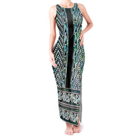 New Zealand Maori Niho Taniwha Tank Maxi Dress Papua Shell - Mangopare Puhoro Pattern