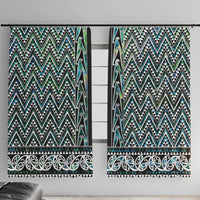 New Zealand Maori Niho Taniwha Window Curtain Papua Shell - Mangopare Puhoro Pattern