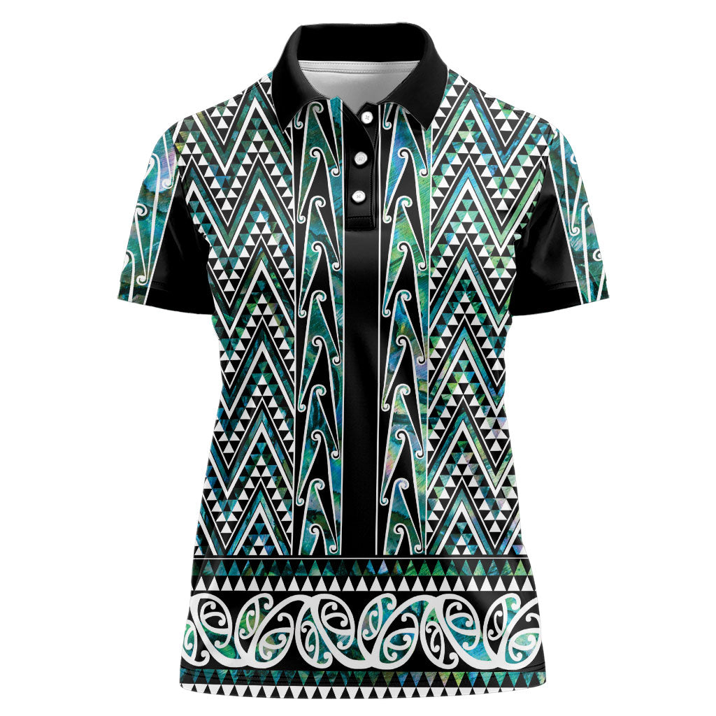 New Zealand Maori Niho Taniwha Women Polo Shirt Papua Shell - Mangopare Puhoro Pattern