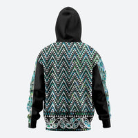 New Zealand Maori Niho Taniwha Zip Hoodie Papua Shell - Mangopare Puhoro Pattern