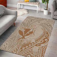Hawaii Monk Seal and Map Area Rug Polynesian Kanaka Maoli Beige Vibe