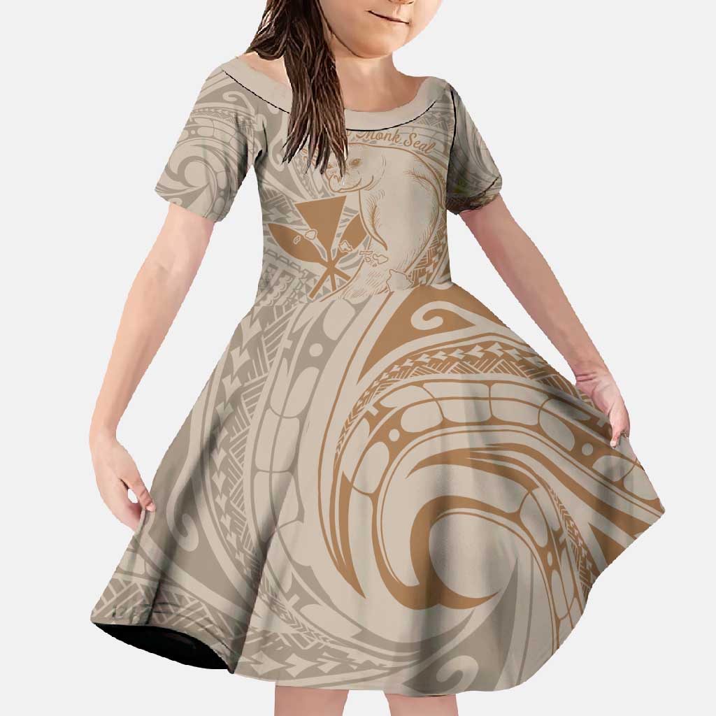 Hawaii Monk Seal and Map Family Matching Tank Maxi Dress and Hawaiian Shirt Polynesian Kanaka Maoli Beige Vibe