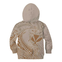 Hawaii Monk Seal and Map Kid Hoodie Polynesian Kanaka Maoli Beige Vibe