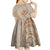 Hawaii Monk Seal and Map Kid Short Sleeve Dress Polynesian Kanaka Maoli Beige Vibe