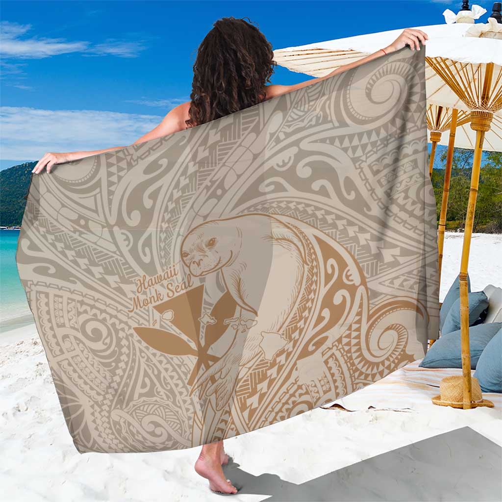 Hawaii Monk Seal and Map Sarong Polynesian Kanaka Maoli Beige Vibe