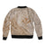 Hawaii Monk Seal and Map Sleeve Zip Bomber Jacket Polynesian Kanaka Maoli Beige Vibe