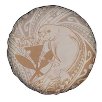 Hawaii Monk Seal and Map Spare Tire Cover Polynesian Kanaka Maoli Beige Vibe