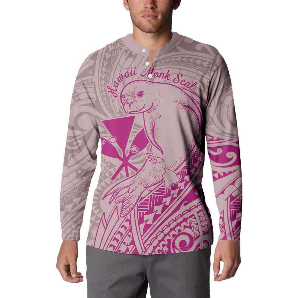 Hawaii Monk Seal and Map Button Sweatshirt Polynesian Kanaka Maoli Pink Vibe