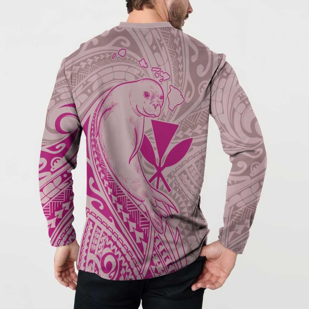 Hawaii Monk Seal and Map Button Sweatshirt Polynesian Kanaka Maoli Pink Vibe