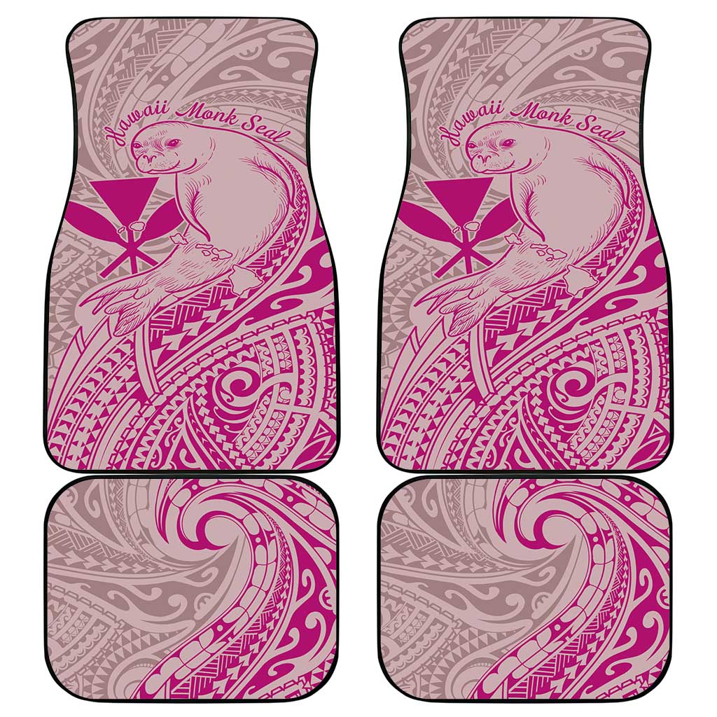 Hawaii Monk Seal and Map Car Mats Polynesian Kanaka Maoli Pink Vibe