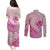 Hawaii Monk Seal and Map Couples Matching Puletasi and Long Sleeve Button Shirt Polynesian Kanaka Maoli Pink Vibe