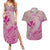 Hawaii Monk Seal and Map Couples Matching Summer Maxi Dress and Hawaiian Shirt Polynesian Kanaka Maoli Pink Vibe