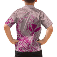 Hawaii Monk Seal and Map Family Matching Off The Shoulder Long Sleeve Dress and Hawaiian Shirt Polynesian Kanaka Maoli Pink Vibe LT9 - Polynesian Pride