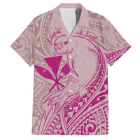 Hawaii Monk Seal and Map Family Matching Off The Shoulder Long Sleeve Dress and Hawaiian Shirt Polynesian Kanaka Maoli Pink Vibe LT9 Dad's Shirt - Short Sleeve Pink - Polynesian Pride