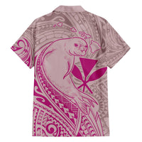 Hawaii Monk Seal and Map Family Matching Off The Shoulder Long Sleeve Dress and Hawaiian Shirt Polynesian Kanaka Maoli Pink Vibe LT9 - Polynesian Pride