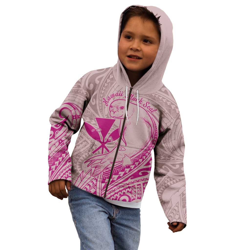 Hawaii Monk Seal and Map Kid Hoodie Polynesian Kanaka Maoli Pink Vibe