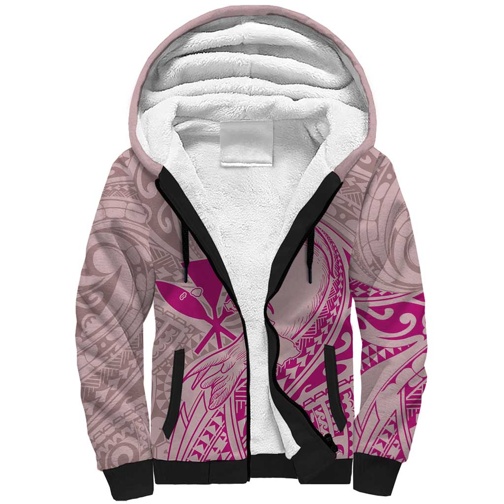 Hawaii Monk Seal and Map Sherpa Hoodie Polynesian Kanaka Maoli Pink Vibe LT9 Unisex Pink - Polynesian Pride