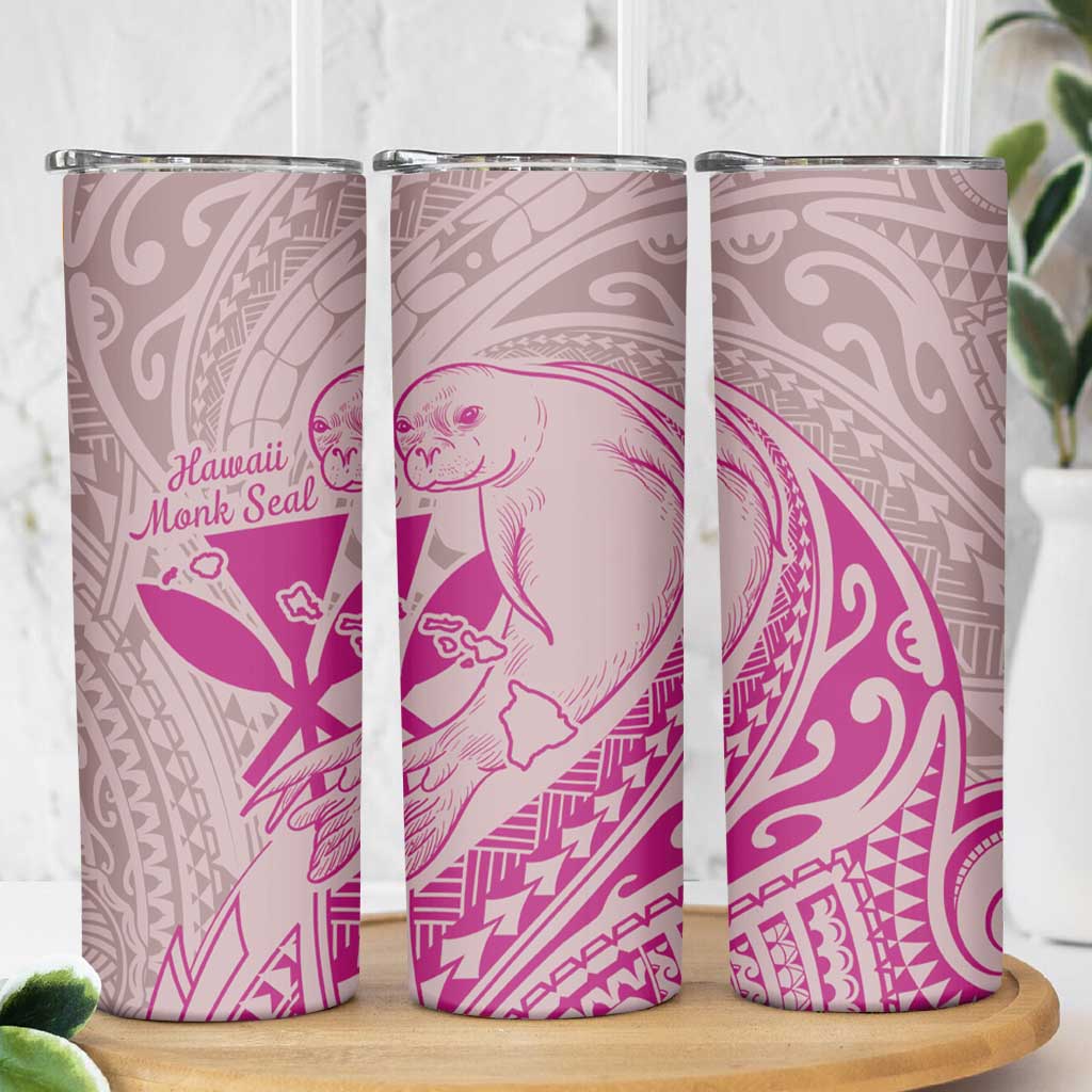 Hawaii Monk Seal and Map Skinny Tumbler Polynesian Kanaka Maoli Pink Vibe