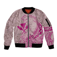 Hawaii Monk Seal and Map Sleeve Zip Bomber Jacket Polynesian Kanaka Maoli Pink Vibe