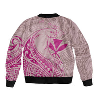 Hawaii Monk Seal and Map Sleeve Zip Bomber Jacket Polynesian Kanaka Maoli Pink Vibe