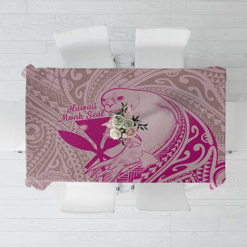 Hawaii Monk Seal and Map Tablecloth Polynesian Kanaka Maoli Pink Vibe LT9 Pink - Polynesian Pride