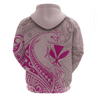 Hawaii Monk Seal and Map Zip Hoodie Polynesian Kanaka Maoli Pink Vibe