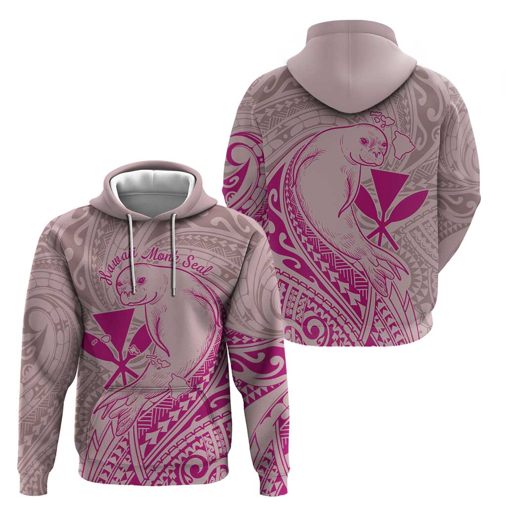 Hawaii Monk Seal and Map Zip Hoodie Polynesian Kanaka Maoli Pink Vibe