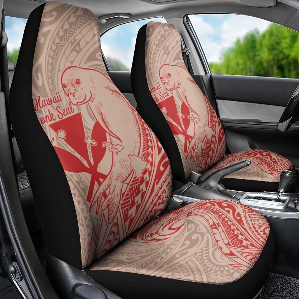 Hawaii Monk Seal and Map Car Seat Cover Polynesian Kanaka Maoli Red Vibe