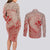 Hawaii Monk Seal and Map Couples Matching Long Sleeve Bodycon Dress and Long Sleeve Button Shirt Polynesian Kanaka Maoli Red Vibe