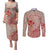 Hawaii Monk Seal and Map Couples Matching Puletasi and Long Sleeve Button Shirt Polynesian Kanaka Maoli Red Vibe