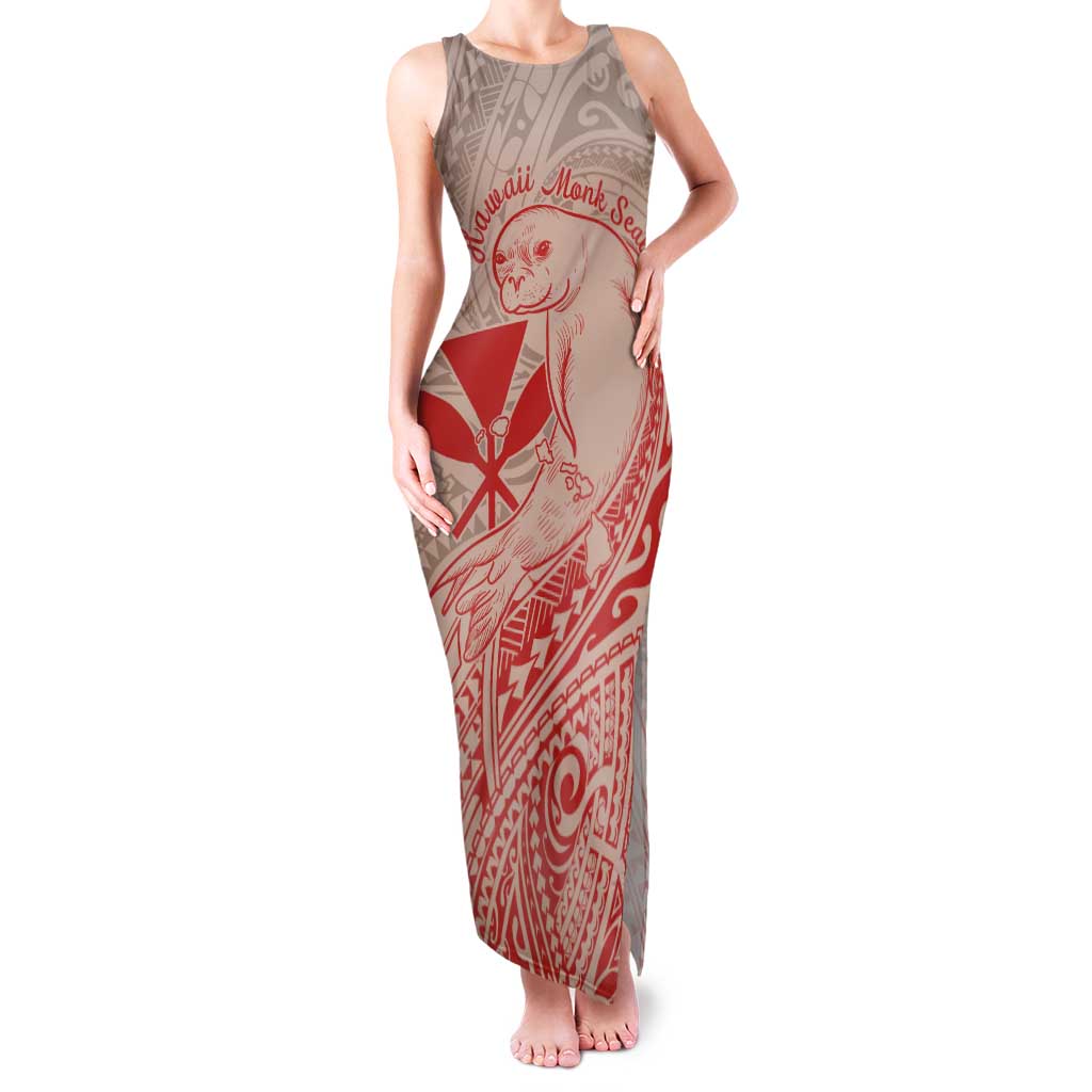 Hawaii Monk Seal and Map Family Matching Tank Maxi Dress and Hawaiian Shirt Polynesian Kanaka Maoli Red Vibe