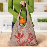 Hawaii Monk Seal and Map Grocery Bag Polynesian Kanaka Maoli Red Vibe