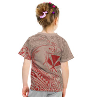 Hawaii Monk Seal and Map Kid T Shirt Polynesian Kanaka Maoli Red Vibe