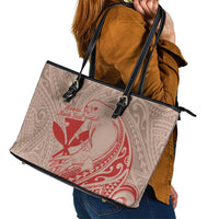 Hawaii Monk Seal and Map Leather Tote Bag Polynesian Kanaka Maoli Red Vibe