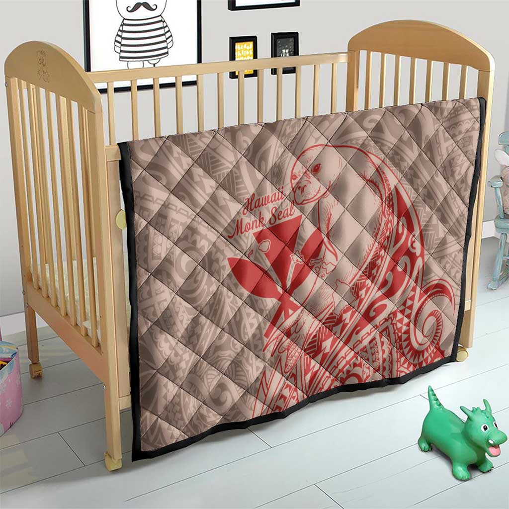 Hawaii Monk Seal and Map Quilt Polynesian Kanaka Maoli Red Vibe