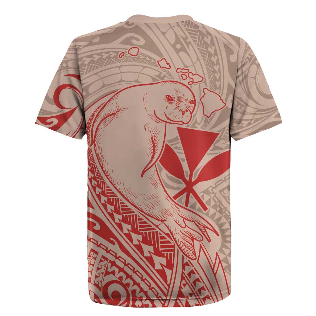 Hawaii Monk Seal and Map Rugby Jersey Polynesian Kanaka Maoli Red Vibe