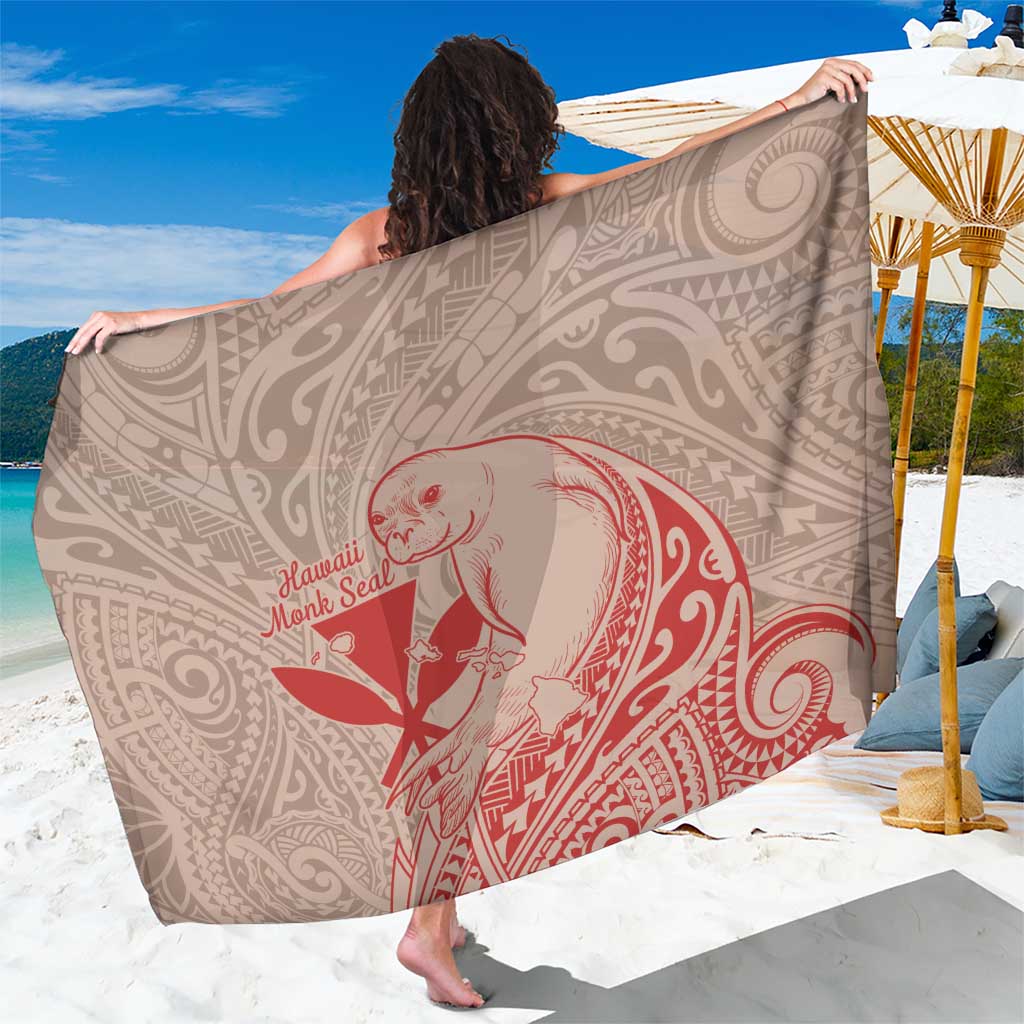 Hawaii Monk Seal and Map Sarong Polynesian Kanaka Maoli Red Vibe LT9 One Size 44 x 66 inches Red - Polynesian Pride
