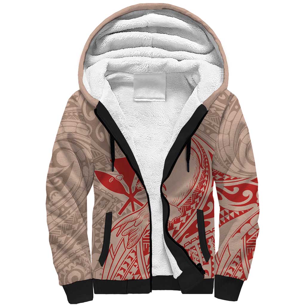 Hawaii Monk Seal and Map Sherpa Hoodie Polynesian Kanaka Maoli Red Vibe LT9 Unisex Red - Polynesian Pride