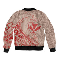 Hawaii Monk Seal and Map Sleeve Zip Bomber Jacket Polynesian Kanaka Maoli Red Vibe