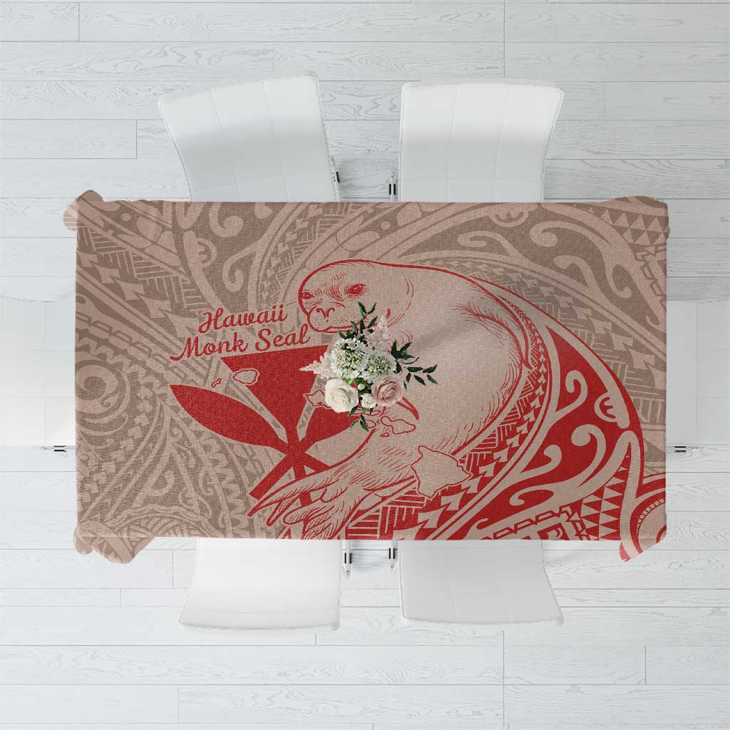 Hawaii Monk Seal and Map Tablecloth Polynesian Kanaka Maoli Red Vibe LT9 Red - Polynesian Pride