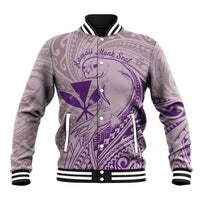 Hawaii Monk Seal and Map Baseball Jacket Polynesian Kanaka Maoli Violet Vibe