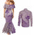 Hawaii Monk Seal and Map Couples Matching Mermaid Dress and Long Sleeve Button Shirt Polynesian Kanaka Maoli Violet Vibe