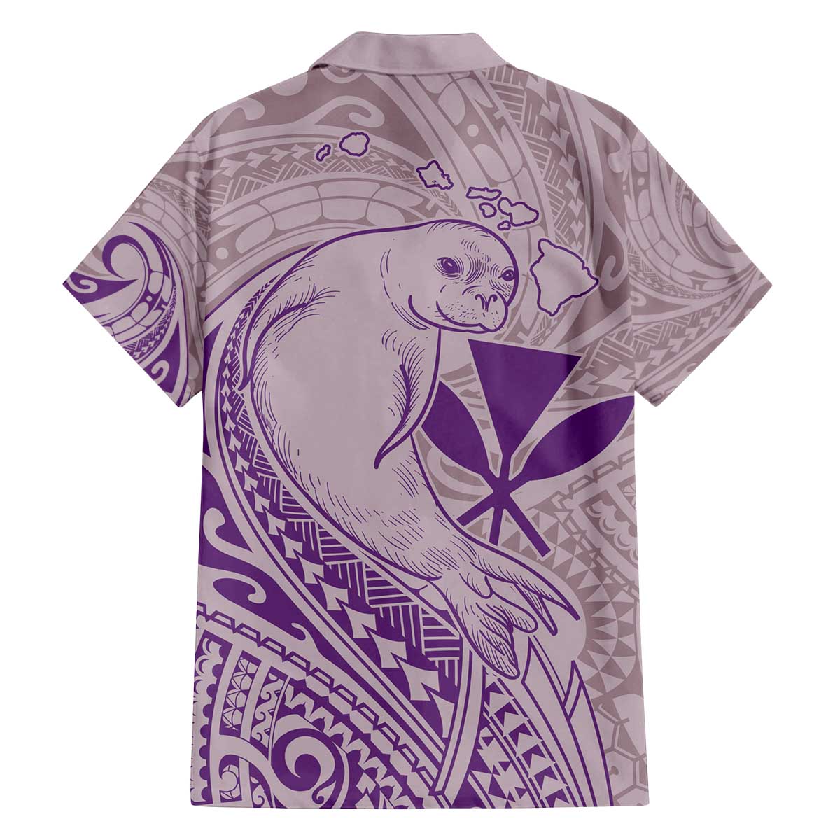 Hawaii Monk Seal and Map Family Matching Off The Shoulder Long Sleeve Dress and Hawaiian Shirt Polynesian Kanaka Maoli Violet Vibe LT9 - Polynesian Pride