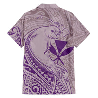 Hawaii Monk Seal and Map Family Matching Off The Shoulder Long Sleeve Dress and Hawaiian Shirt Polynesian Kanaka Maoli Violet Vibe LT9 - Polynesian Pride