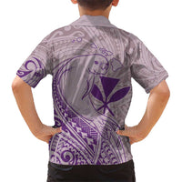 Hawaii Monk Seal and Map Kid Hawaiian Shirt Polynesian Kanaka Maoli Violet Vibe