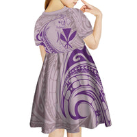 Hawaii Monk Seal and Map Kid Short Sleeve Dress Polynesian Kanaka Maoli Violet Vibe