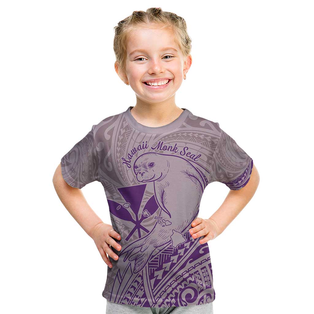 Hawaii Monk Seal and Map Kid T Shirt Polynesian Kanaka Maoli Violet Vibe