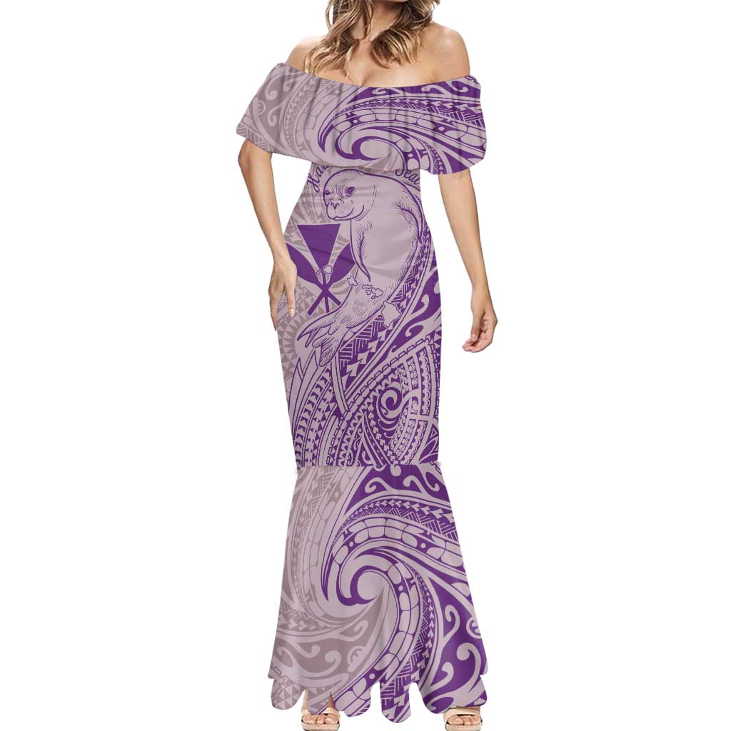 Hawaii Monk Seal and Map Mermaid Dress Polynesian Kanaka Maoli Violet Vibe
