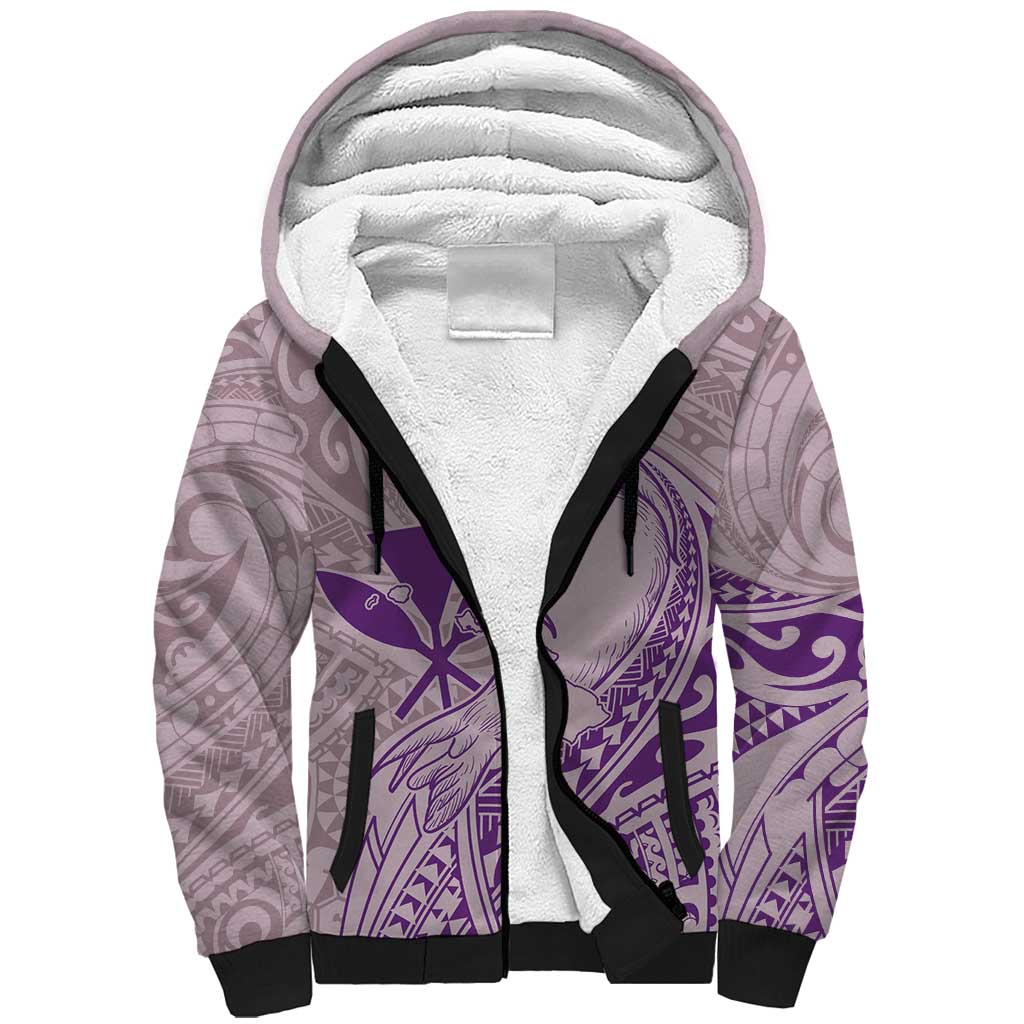 Hawaii Monk Seal and Map Sherpa Hoodie Polynesian Kanaka Maoli Violet Vibe LT9 Unisex Violet - Polynesian Pride