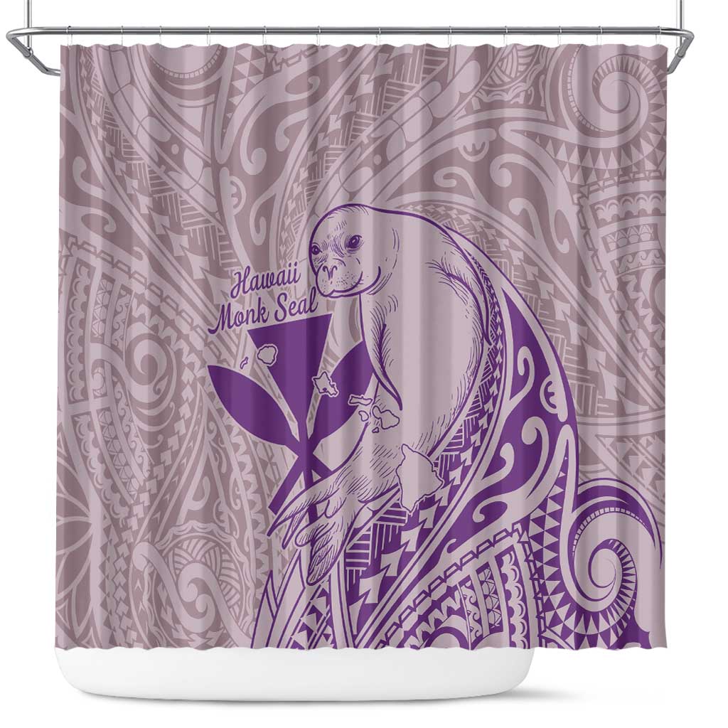 Hawaii Monk Seal and Map Shower Curtain Polynesian Kanaka Maoli Violet Vibe LT9 Violet - Polynesian Pride